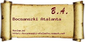 Bocsanszki Atalanta névjegykártya